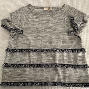 Chico’s boat neck fringed top!